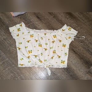 Cropped halter top with sunflowers on it
